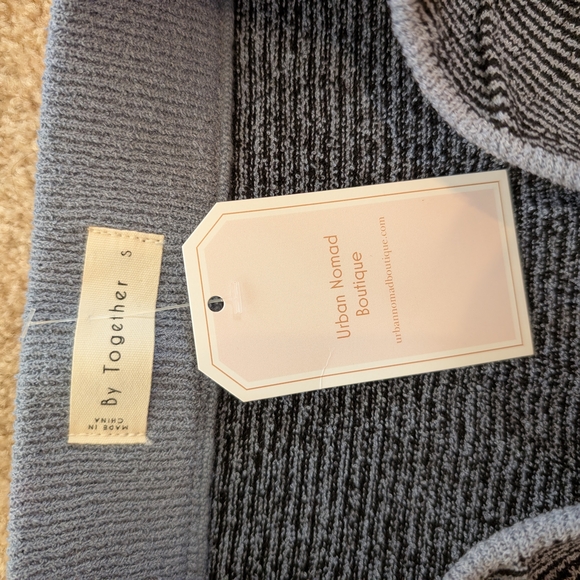 By Together Charcoal and Light Gray Striped Skirt Set - Picture 2 of 6